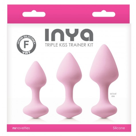 Набор из 3 нежно-розовых анальных пробок Triple Kiss Trainer Kit