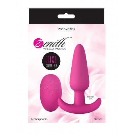 Розовая анальная вибропробка с пультом ДУ Luxe Zenith Wireless Plug Pink - 9,9 см.