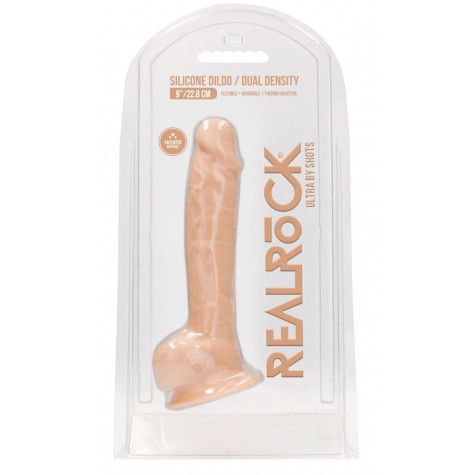 Телесный фаллоимитатор Silicone Dildo With Balls - 22,8 см.