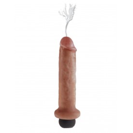 Кофейный фаллоимитатор с имитацией семяизвержения 7" Squirting Cock - 21,6 см.