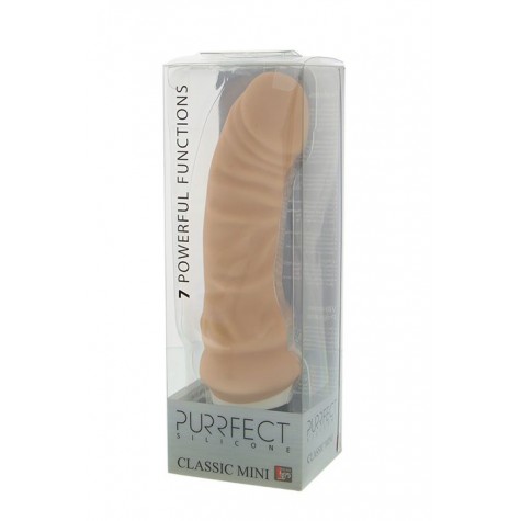 Вибратор-реалистик с богатым рельефом PURRFECT SILICONE CLASSIC MINI - 16 см.