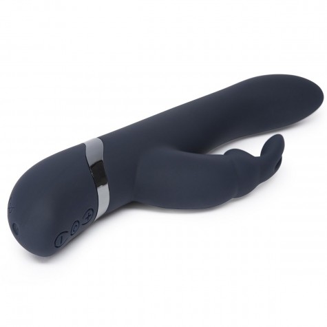 Тёмно-синий вибратор Oh My USB Rechargeable Rabbit Vibrator - 25,4 см.